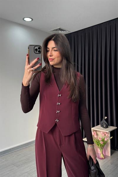 Elisa Bordo Yelek Pantolon Takım