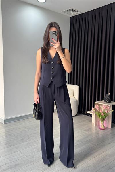 Elisa Lacivert Yelek Pantolon Takım