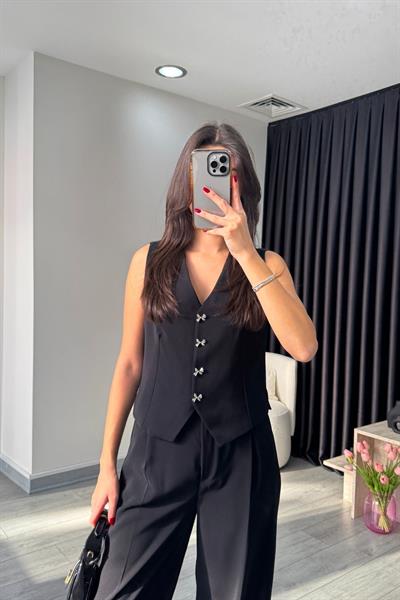 Elisa Siyah Yelek Pantolon Takım