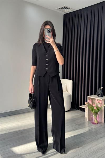 Elisa Siyah Yelek Pantolon Takım