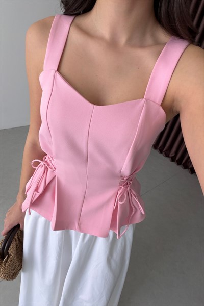 Ellie Pembe Bağlama Detay Büstiyer