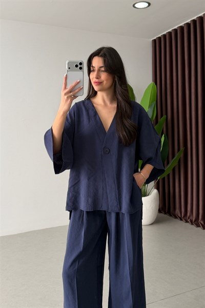 Eron Lacivert Modal Bluz Pantolon Takım 