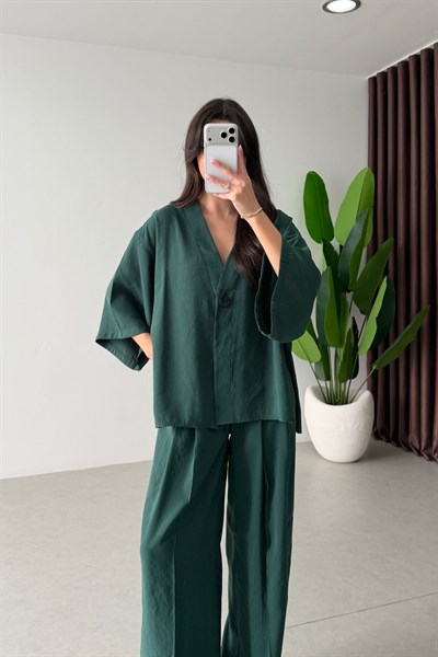 Eron Zümrüt Modal Bluz Pantolon Takım 