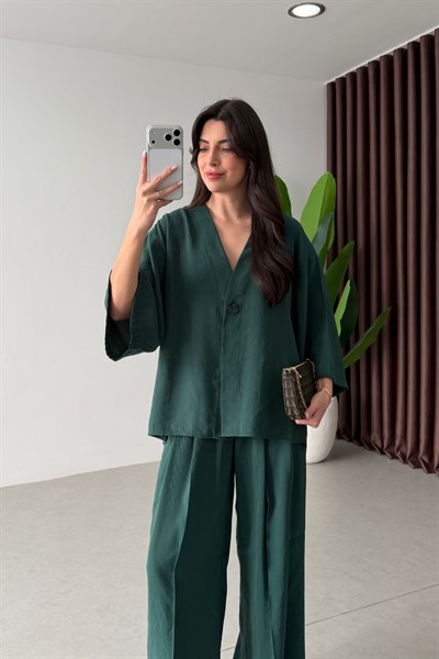 Eron Zümrüt Modal Bluz Pantolon Takım 