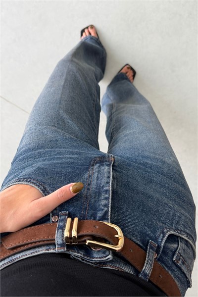 Esta Mavi Kemerli Straight Fit Jean