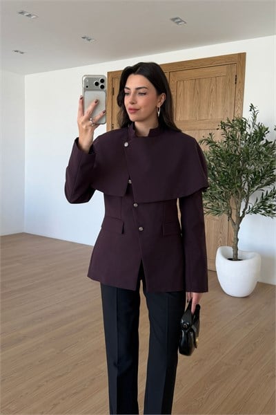 Felis Mürdüm Pelerin Detay Ceket