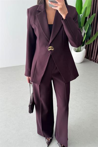 Firm Mürdüm Gold Düğme Detay Blazer