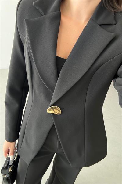 Firm Siyah Gold Düğme Detay Blazer