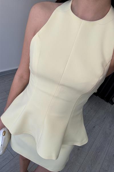 Flora Sarı Volanlı Büstiyer Etek Takım