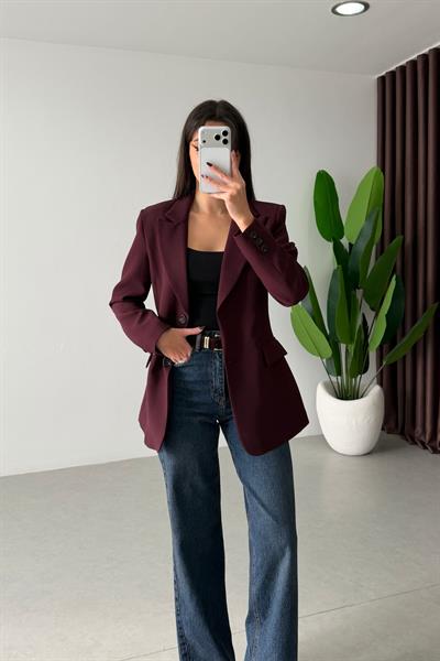 Fores Mürdüm Belden Oturtmalı Astarlı Blazer