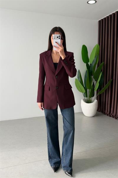 Fores Mürdüm Belden Oturtmalı Astarlı Blazer