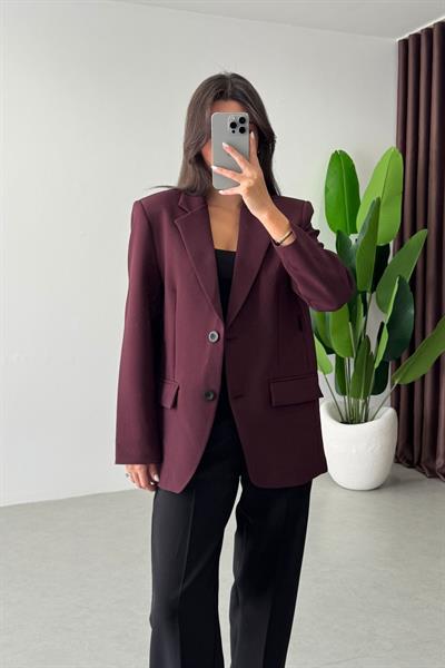 Gabri Mürdüm Çanta Kemerli Blazer