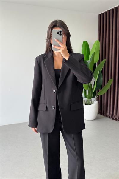 Gabri Siyah Çanta Kemerli Blazer