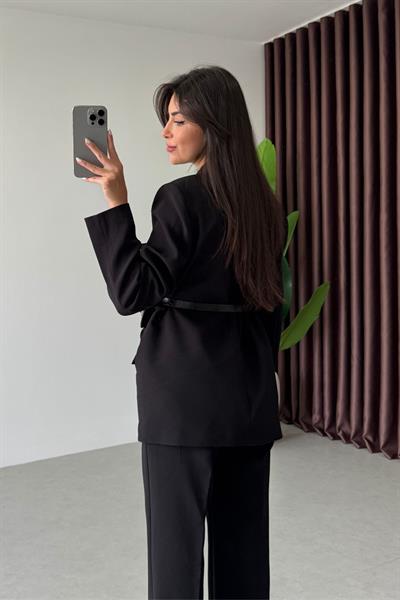 Gabri Siyah Çanta Kemerli Blazer