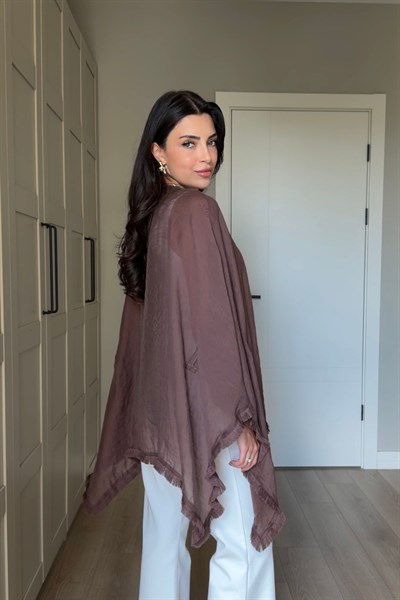 Glow Kahve Kuşaklı Tensel Kimono