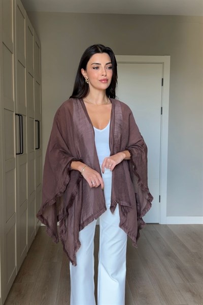 Glow Kahve Kuşaklı Tensel Kimono