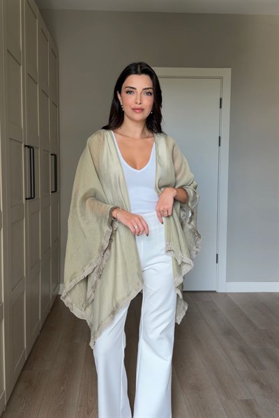 Glow Mint Kuşaklı Tensel Kimono