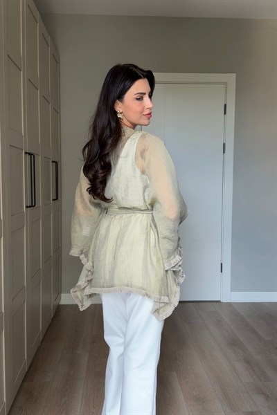 Glow Mint Kuşaklı Tensel Kimono
