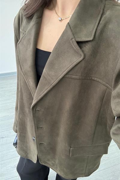 Haki Premium Süet Blazer