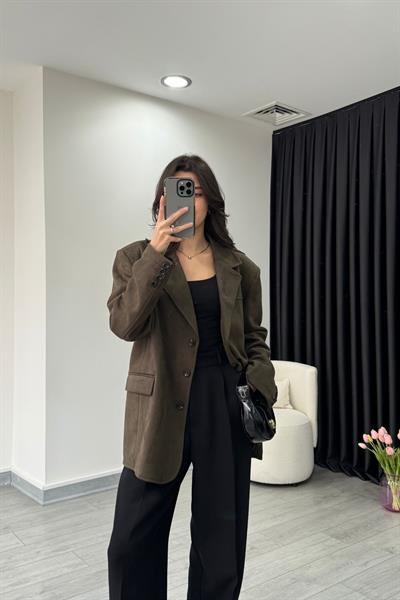 Haki Premium Süet Blazer