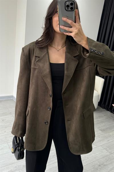 Haki Premium Süet Blazer