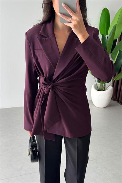 Herry Mürdüm Bağlama Detay İnce Blazer