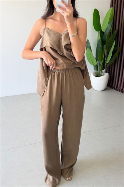 İnos Bronz Askılı Bluz Pantolon Takım