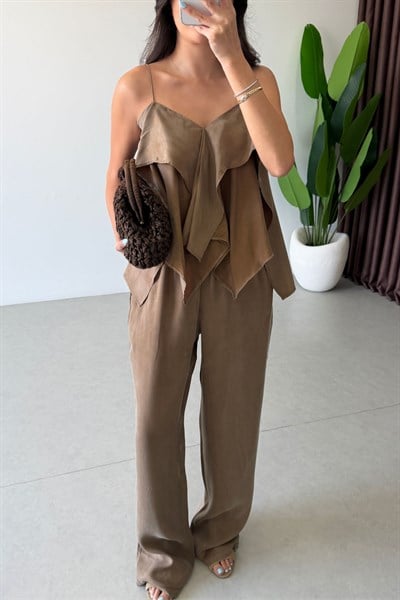 İnos Bronz Askılı Bluz Pantolon Takım