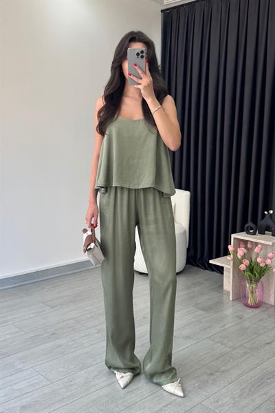 İsla Haki Premium Modal Bluz Pantolon Takım