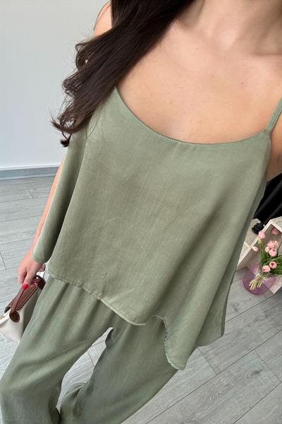 İsla Haki Premium Modal Bluz Pantolon Takım