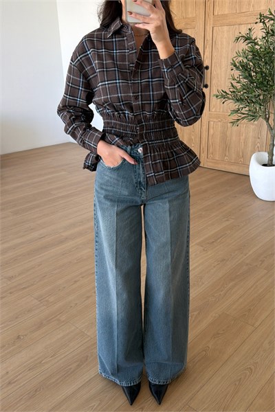 Jemy Mavi Yıkamalı Wide Leg Jean