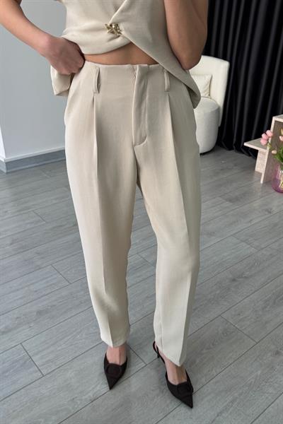 Lily Krep Kumaş Taş Yelek Pantolon Takım
