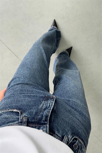 Karlin Mavi Yıkamalı Wide Leg Jean