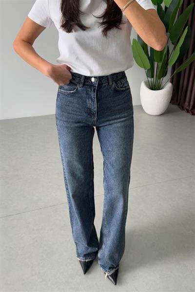 Karlin Mavi Yıkamalı Wide Leg Jean