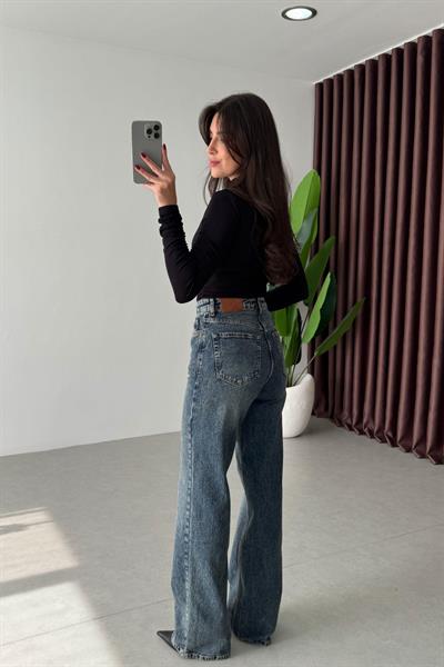 Karlin Yıkamalı Wide Leg Jean