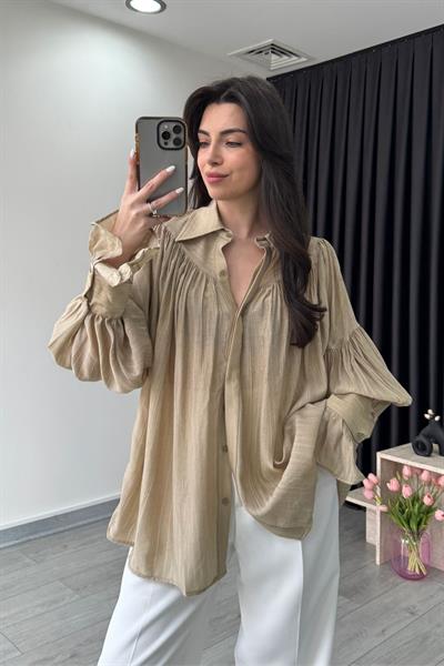 Kathy Haki Şifon Gömlek