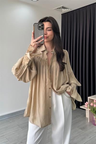 Kathy Haki Şifon Gömlek