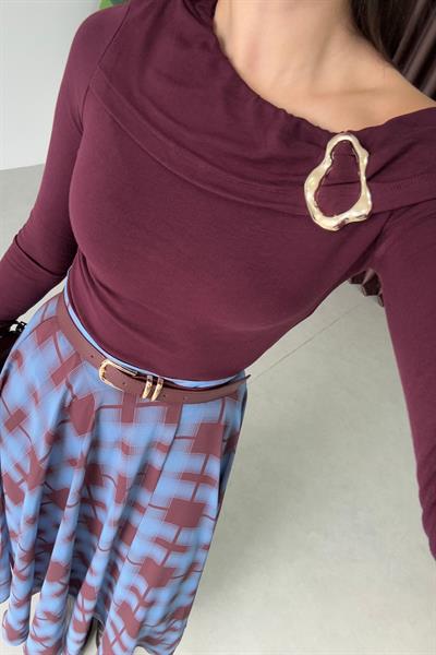 Keila Bordo Toka Detay Omuz Dekolteli Bluz