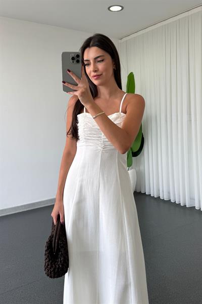 Lavin Beyaz Askılı Elbise