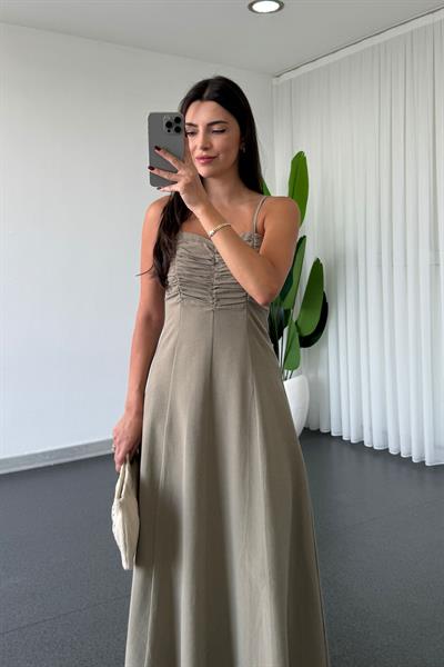 Lavin Haki Askılı Elbise
