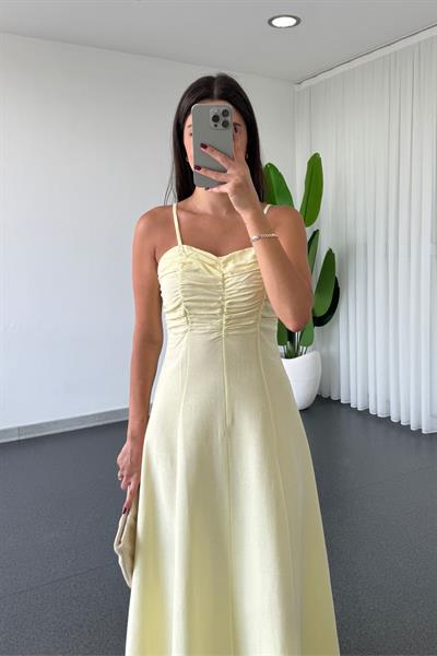 Lavin Sarı Askılı Elbise