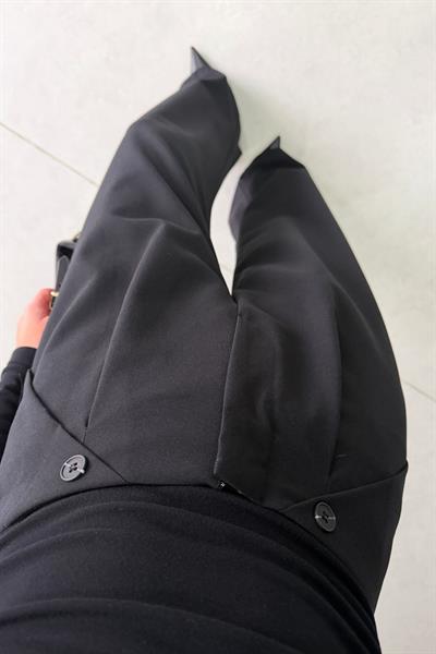 Laze Siyah Düğme Detay Palazzo Pantolon