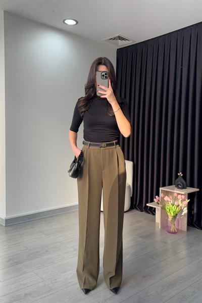 Linda Haki Premium Krep Kumaş Pantolon