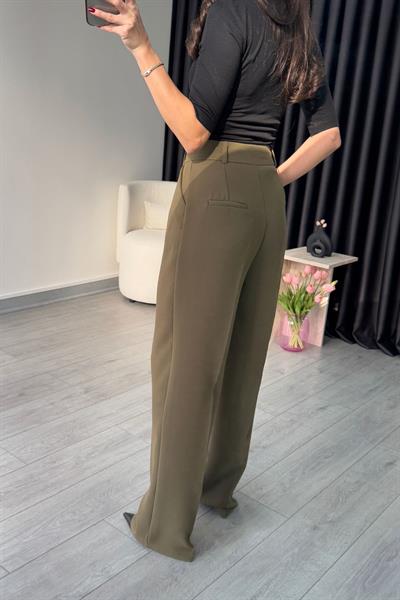 Linda Haki Premium Krep Kumaş Pantolon