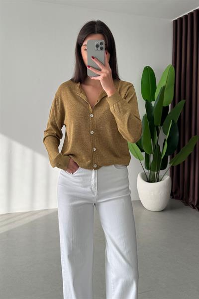 Loya Gold Simli Triko Hırka