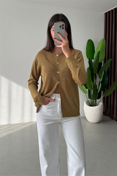 Loya Gold Simli Triko Hırka