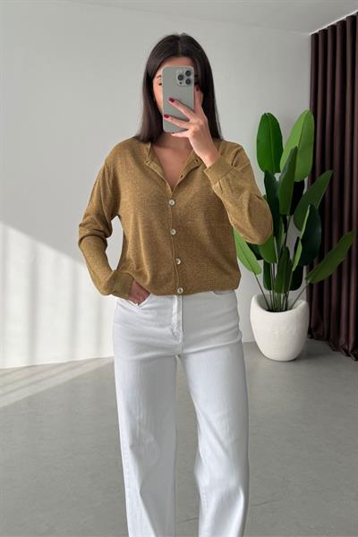 Loya Gold Simli Triko Hırka