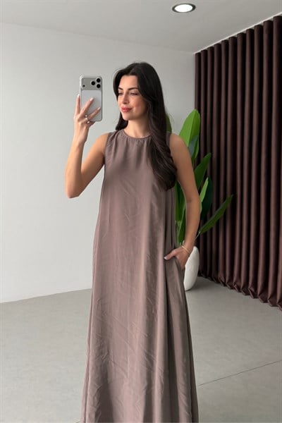 Lumi Vizon Tensel Maxi Elbise 