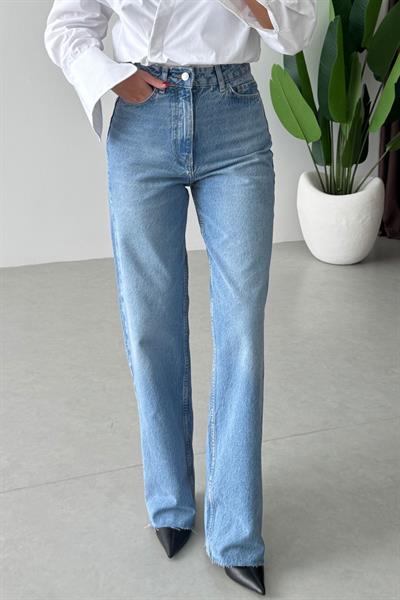 Marien Açık Mavi Wide Leg Kesik Paça Jean