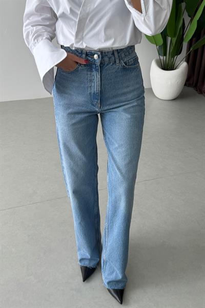 Marien Açık Mavi Wide Leg Kesik Paça Jean